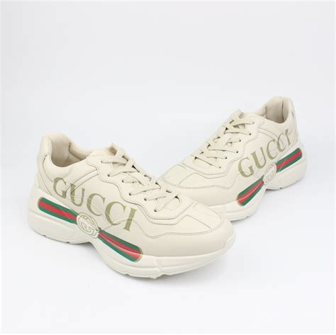 rhyton gucci logo leather sneaker neiman marcus|Gucci rhyton sneakers price.